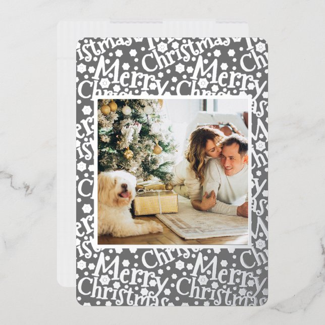 Carte De Vœux En Aluminium Joyeux Noël Typographie (Enveloppe)
