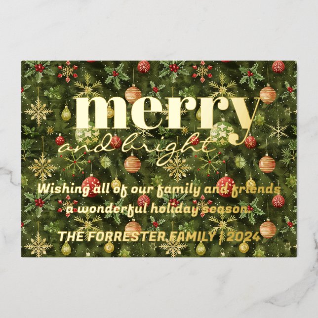 Carte De Vœux En Aluminium Joyeux Noël vert (Recto)