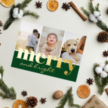 Joyeux Noël Vert Élégant Trois Photos Noël