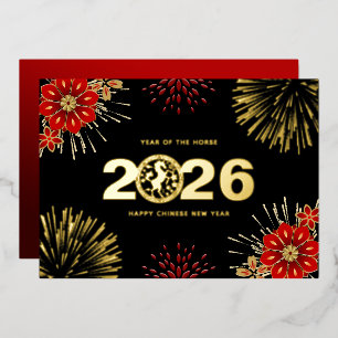 Carte De Vœux En Aluminium Joyeux Nouvel An Chinois de l'Année du Cheval en o