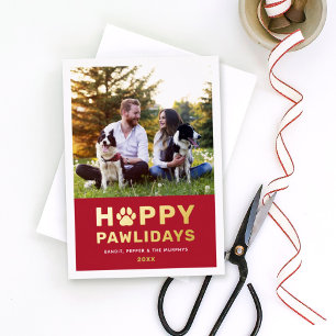 Carte De Vœux En Aluminium Joyeux Patidays Photo Moderne de Chien Chiot Rouge