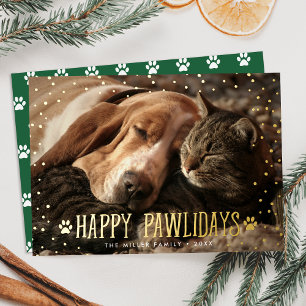 Carte De Vœux En Aluminium Joyeux Pawlidays Photo de Compagnon à Quatre Patte