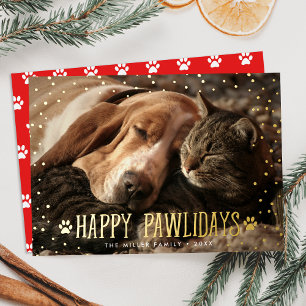 Carte De Vœux En Aluminium Joyeux Pawlidays Photo de vos Animaux