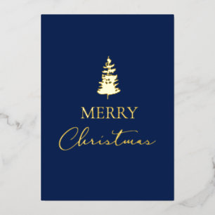 Carte De Vœux En Aluminium Joyeux pin de Noël Nom de l'entreprise Blue Gold