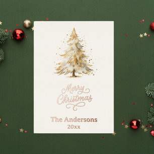 Carte De Vœux En Aluminium Joyeux sapin de Noël blanc photo année d'examen