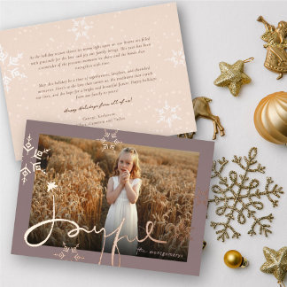 Carte De Vœux En Aluminium Joyeux script à main Géométrique Flocon de neige p