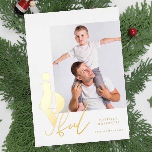 Carte De Vœux En Aluminium JOYEUX | script design multi photo moderne (Créateur téléchargé)