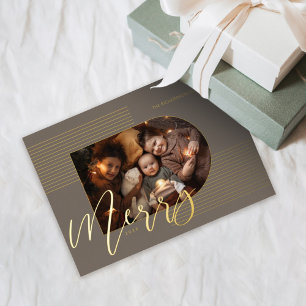 Carte De Vœux En Aluminium Joyeux Script Gris Photo Arche Cadres Gris