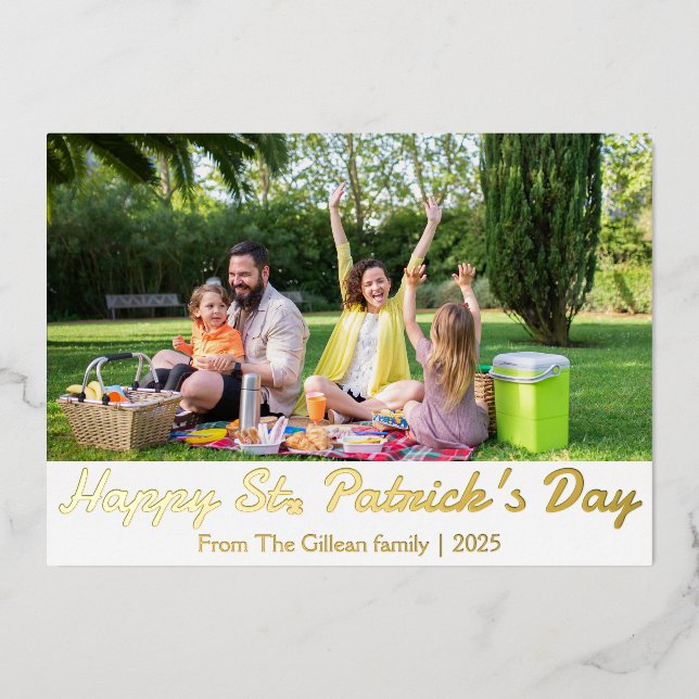 Carte De Vœux En Aluminium Joyeux St. patrick's day Famille Shamrock 1 photo (Recto)