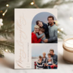 Carte De Vœux En Aluminium Joyeux tout 2 Photo Famille<br><div class="desc">Joyeux Tout,  arche et cadre carré 2 photo feuille carte de séjour. Caractéristiques,  support couleur vert solide.</div>