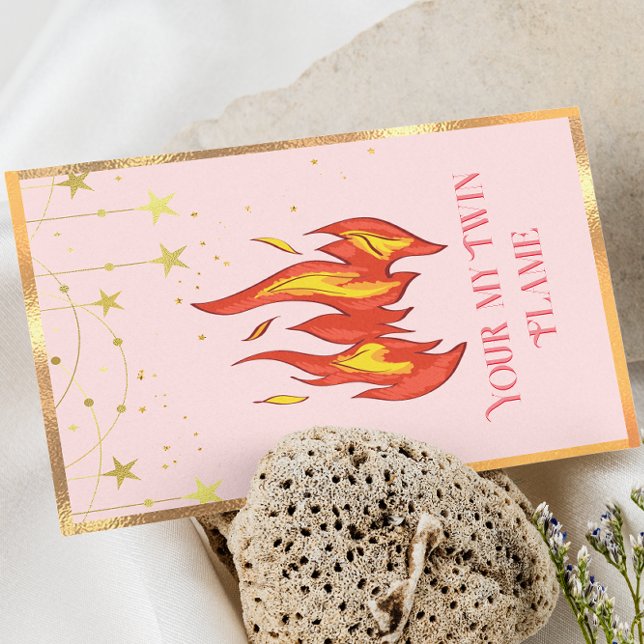 Carte De Vœux En Aluminium Joyeux Valentin Flamme jumelle Saint-Valentin (Créateur téléchargé)