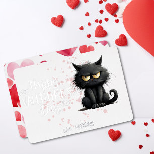Carte De Vœux En Aluminium Joyeux Valentines Jour Drôle Chat Noir