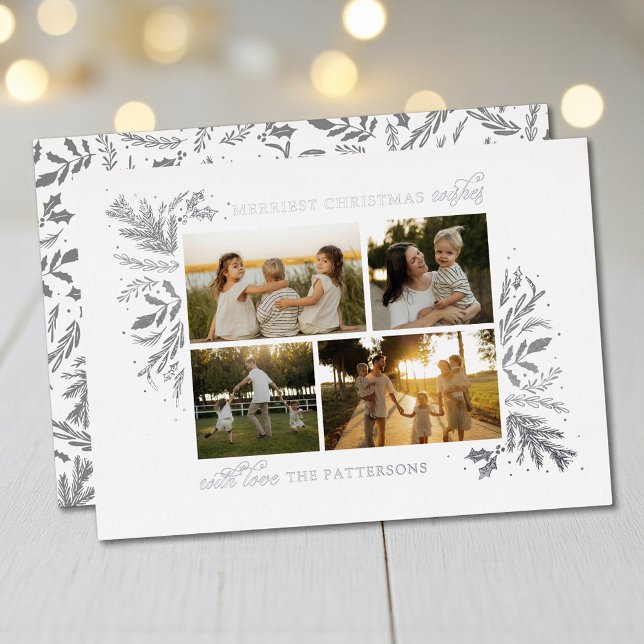 Carte De Vœux En Aluminium Joyeux voeux de Noël 4 Photo Botanique Floral (Créateur téléchargé)