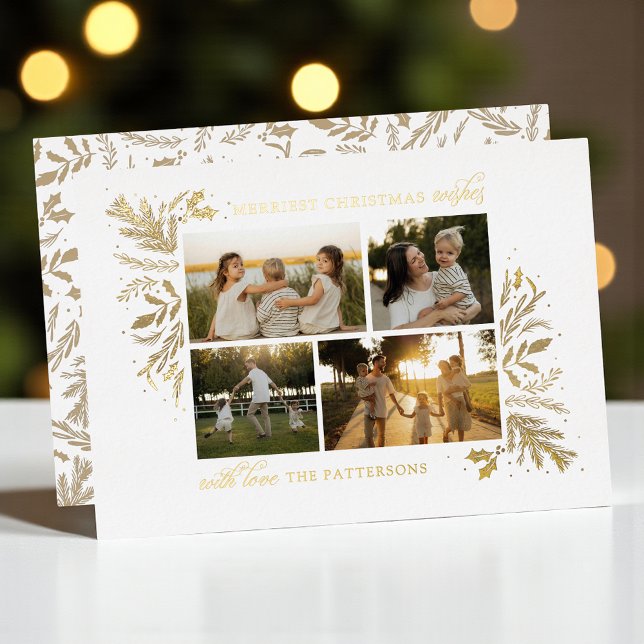 Carte De Vœux En Aluminium Joyeux voeux de Noël 4 Photo Botanique Floral (Créateur téléchargé)