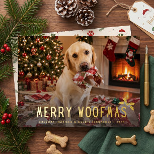 Carte De Vœux En Aluminium Joyeux Woofmas Chien Photo Drôle de Noël