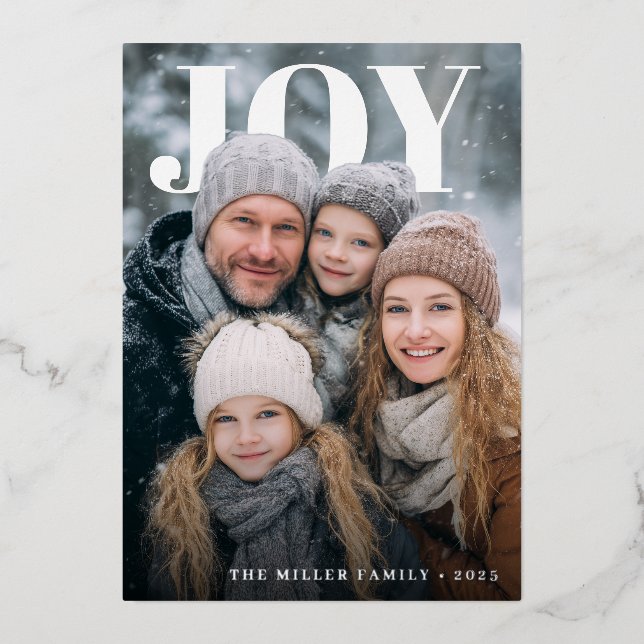 Carte De Vœux En Aluminium Joyful Minimalist Foil Holiday Photo Card (Recto)