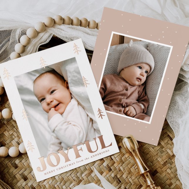 Carte De Vœux En Aluminium Joyful Rose Gold Trees 2 Photo (Créateur téléchargé)