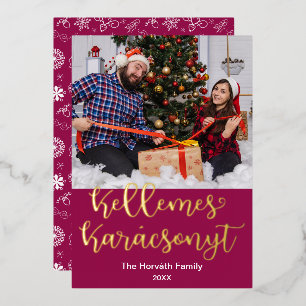 Carte De Vœux En Aluminium Kellemes Karácsonyt, Joyeux Noël hongrois