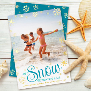 Carte De Vœux En Aluminium Laisser Neige Quelque Part Autre Plage Photo Vérit