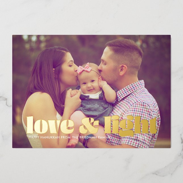 Carte De Vœux En Aluminium L'amour et la lumière Hanoukka (Recto)