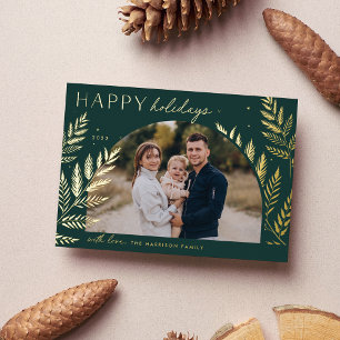 Carte De Vœux En Aluminium Laurel d'hiver Happy Holidays Photo