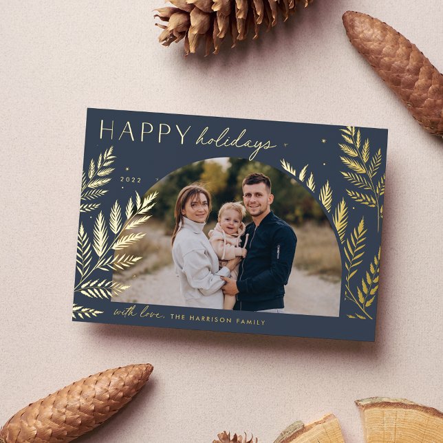 Carte De Vœux En Aluminium Laurel d'hiver | Happy Holidays Photo (Créateur téléchargé)