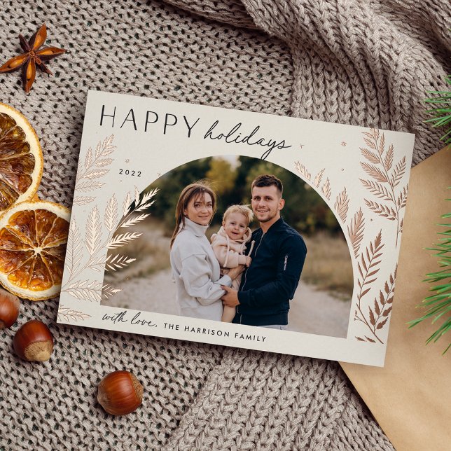 Carte De Vœux En Aluminium Laurel d'hiver | Happy Holidays Photo (Créateur téléchargé)