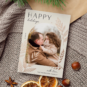 Carte De Vœux En Aluminium Laurier d'hiver   Photo de Joyeuses Fêtes