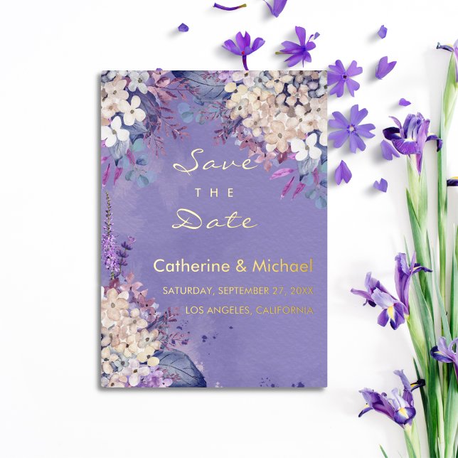 Carte De Vœux En Aluminium Lavender Floral Spring Wedding Enregistrer La Date (Créateur téléchargé)
