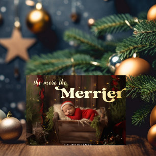 Carte De Vœux En Aluminium Le premier Noël du bébé Plus la photo de Merrier