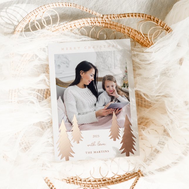 Carte De Vœux En Aluminium Les arbres de Noël festifs Deux photos (Créateur téléchargé)