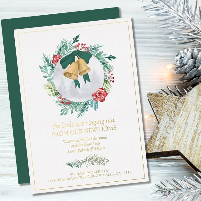 Carte De Vœux En Aluminium Les cloches font sonner la couronne de Noël Nouvea (Créateur téléchargé)