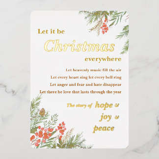 Carte De Vœux En Aluminium Let it be Christmas everywhere Foil Christmas Card