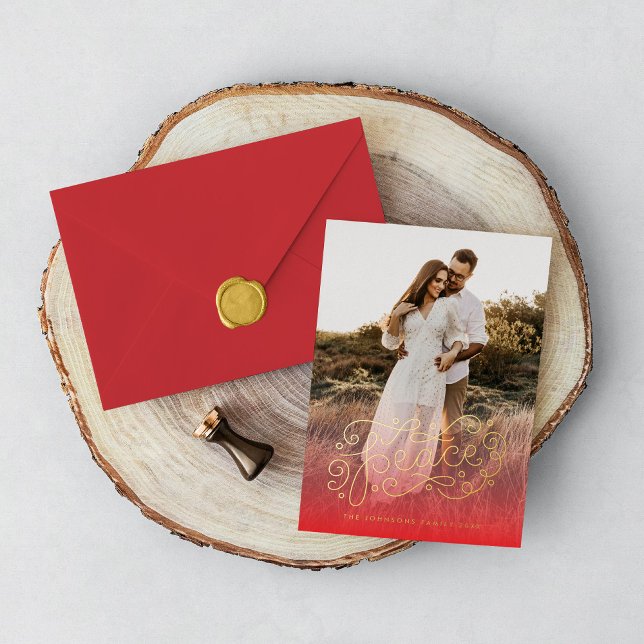 Carte De Vœux En Aluminium Lettre main de paix rouge (Créateur téléchargé)