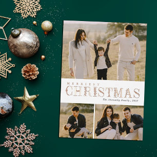 Carte De Vœux En Aluminium Lettres de verdure 3 photo Collage Noël