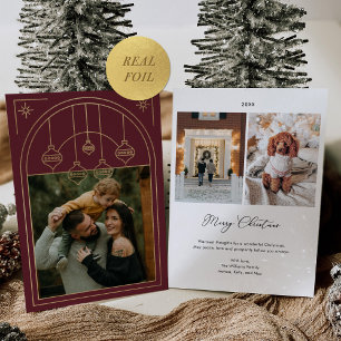 Carte De Vœux En Aluminium Ligne Art déco de Noël Art Bourgogne Photo Gold