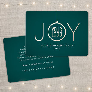 Carte De Vœux En Aluminium Logo d'entreprise Joie Noël Ornament Turquoise Mod