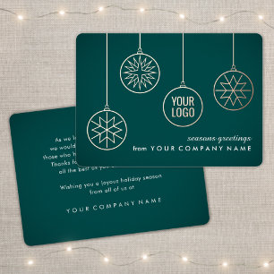 Carte De Vœux En Aluminium Logo d'entreprise Ornements Turquoise Vert Noël