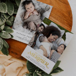 Carte De Vœux En Aluminium L'Or Foil Plus La Naissance Du Plus Merrier<br><div class="desc">Cette feuille d'or plus la carte de vacances en feuille de naissance est la parfaite accueil de vacances moderne. Le design simple présente une typographie mignonne et amusante dans un papier d'aluminium pressé luxueux. Choisissez l'argent, l'or ou l'or rose texte de feuille d'or sur le devant. Personnalisez la carte avec...</div>