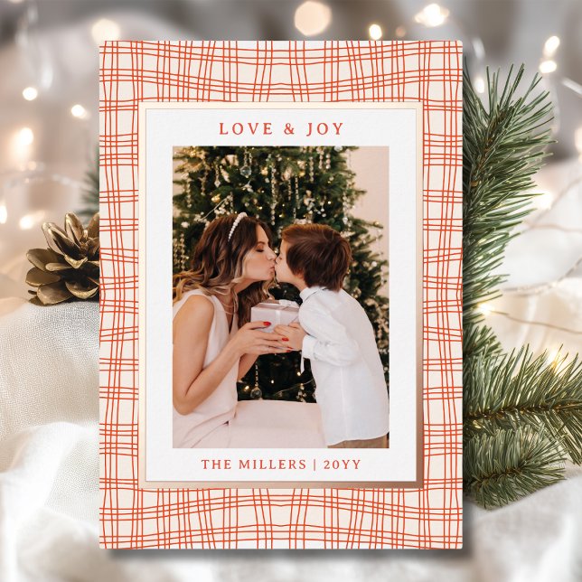 Carte De Vœux En Aluminium Love 7 Joy Photo Simple Modern Holiday (Créateur téléchargé)