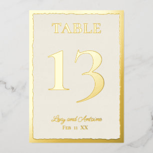 Carte De Vœux En Aluminium Luxe Gold Bold Edge Ecru Mariage Numéro de table