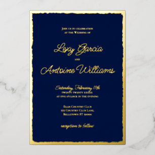 Carte De Vœux En Aluminium Luxe Gold Bold Edge Faire-part de mariage bleu mar
