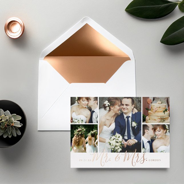 Carte De Vœux En Aluminium M. et Mme 5 Mariage photo Merci Foil Card (Créateur téléchargé)