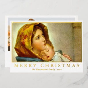 Carte De Vœux En Aluminium Madone & Enfant Religieux Noël avec Photo