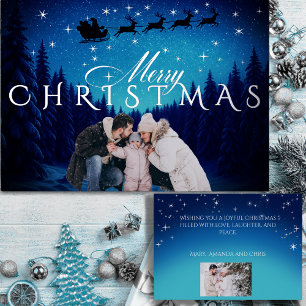 Carte De Vœux En Aluminium Magique Joyeux Noël - Photo et Message Argent