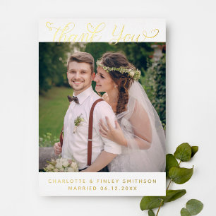 Carte De Vœux En Aluminium Mariage de Merci personnalisé minimaliste au choix