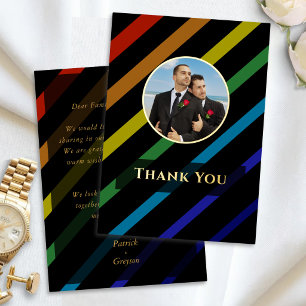 Carte De Vœux En Aluminium Mariage d'hommes gays Élégant Arc-en-ciel Remercie