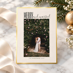 Carte De Vœux En Aluminium Mariage Élégant Joyeux Noël Photo Or