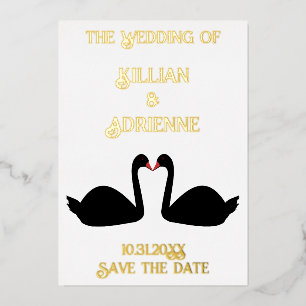 Carte De Vœux En Aluminium Mariage gothique embrasser les cygnes noirs Enregi