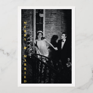 Carte De Vœux En Aluminium Mariage photo moderne Joyeux Marié Glam Gold